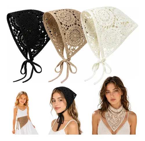 * 3pcs Diadema Bandana Tejida A Crochet Para Pelo