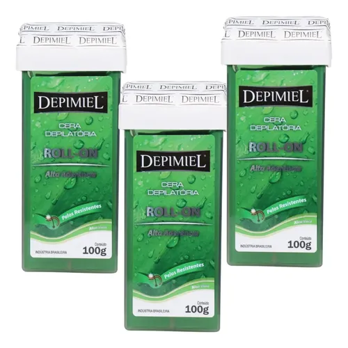 Kit 3 Cera Roll-on Recambio Depilatoria Alta Adherencia Depimiel