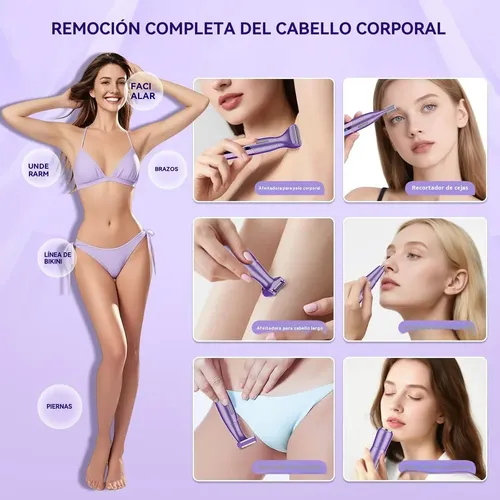 Y Depiladora Eléctrica Violeta 6 En 1 Mujer Inalámbrica Usb