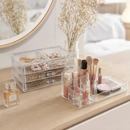 Organizador Acrílico Maquillaje Accesorios 12 Divisiones Cómoda Dormitorio