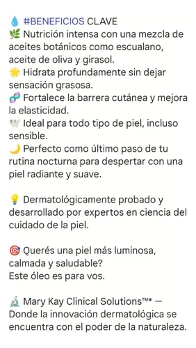 Oleo Nutritivo Hidratante Mary Kay. 29ml