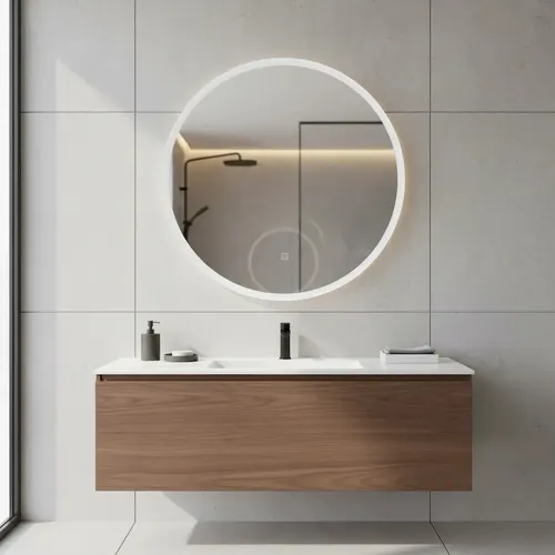 Espejo Redondo Luz Led 50 Cm Gloa Luz Regulable Decoracion Blanco