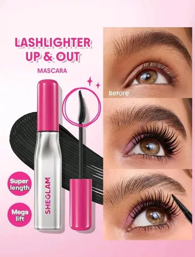 Máscara de Pestañas Sheglam Lashlighter Up & Out Negra Resistente al Agua para Pestañas Largas y Definidas