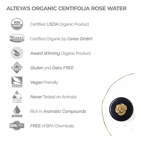 Tónico De Agua De Rosas Alteya 500 Ml Usda Organic