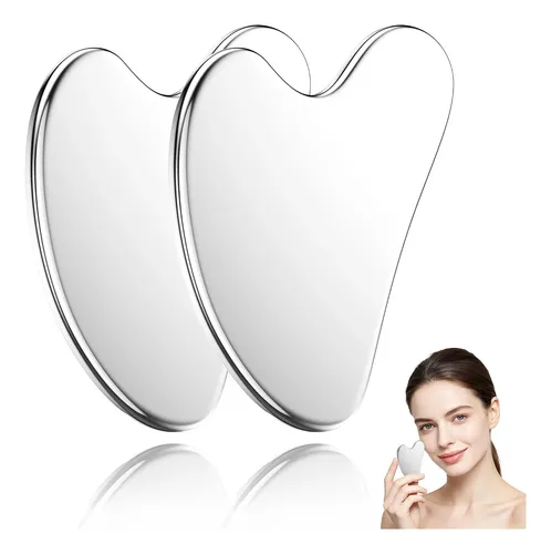 Set 2 Gua Sha Facial Metal Acero Inoxidable