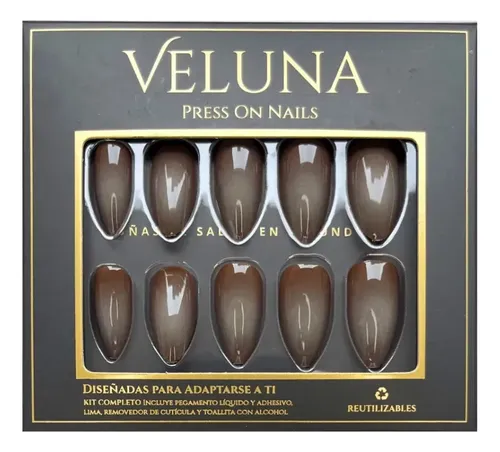 Uñas Press On Reutilizables Diseños Variados 24u Veluna Full