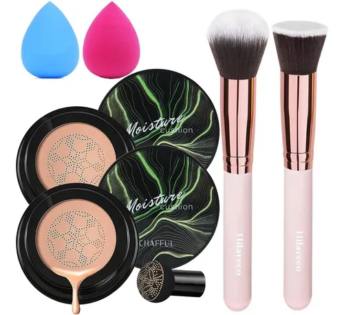 2 Pcs Air Cushion Cc Cream Nature Foundation, Brocha Para Ba