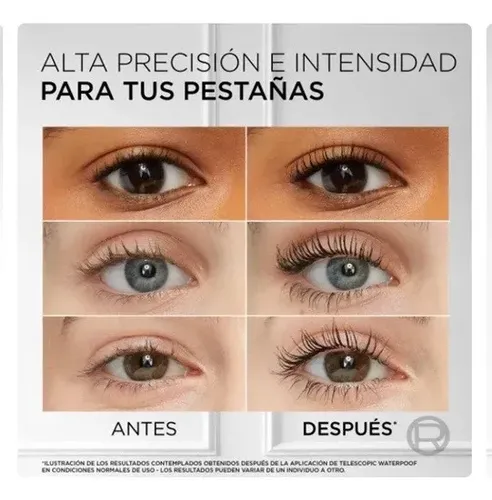 Mascara de Pestañas L’oreal Paris Telescopic Alargadora Waterproof color Negro