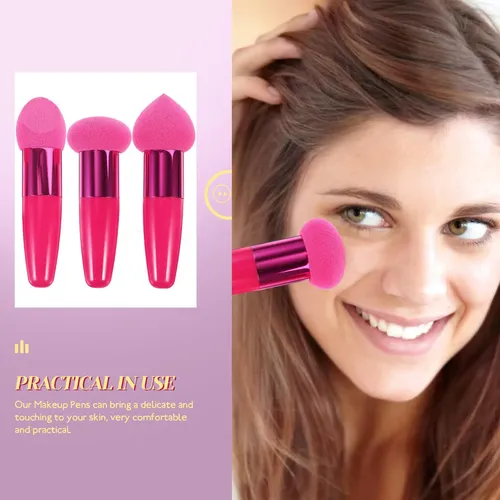 3 Esponjas Cosméticas Faciales Para Base De Maquillaje Rosa
