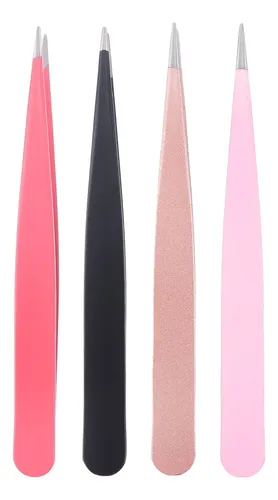 4pcs Pinzas De Cejas De Acero Inoxidable Con Punta