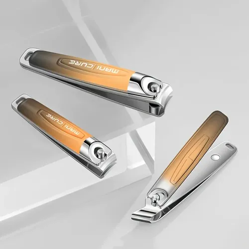 Set Cortauñas Manicura 5pzs Acero Inox Portatil Naranja Kit