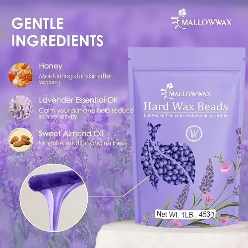 Mallowwax Perlas Cera Dura Lavanda Para Depilacion Vello