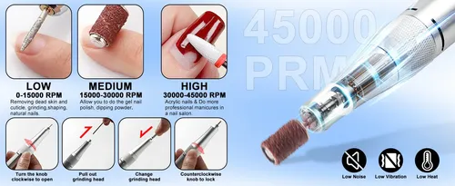 Lima Uñas Sg711 45000rpm Recargable Portátil Quitar Uñas