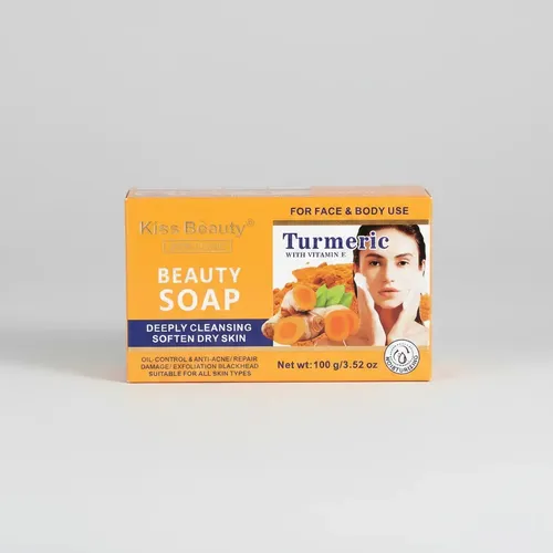 Jabón Barra Kiss Beauty Cúrcuma Antiacne Aclarante 100g