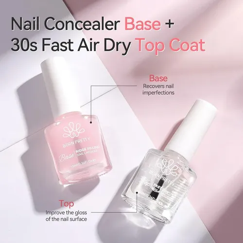 Base Y Top Coat Born Pretty 2 Piezas Secado Rápido Brillo