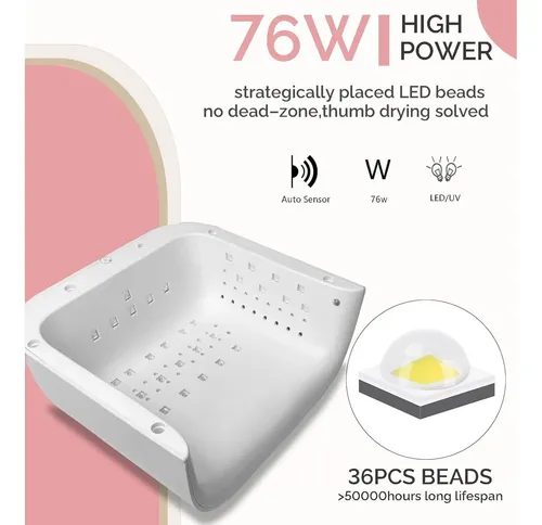Secador De Uñas Led Uv Obeegoo 76w Con Sensor Y Pantalla