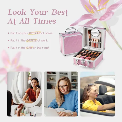 Set Maquillaje Teens 24 Colores Paleta Compacta Rosa