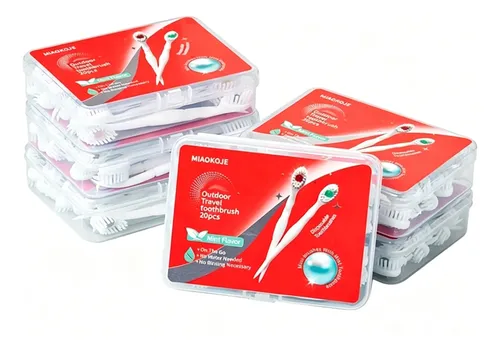 20 Cepillos Dentales Mini Con Pasta Y Hilo Dental 2 En 1