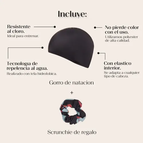 Malla De Natacion Mujer Cloro Resistente Hidrofugo Con Gorra