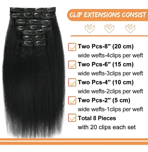 Extensiones Cabello Natural 30cm 120g Liso Negro