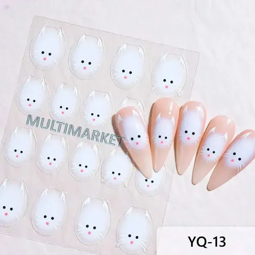 Sticker Para Uñas – Gatitos Kawaii – Pack X6 Modelos Pack 6 Modelos Gatitos