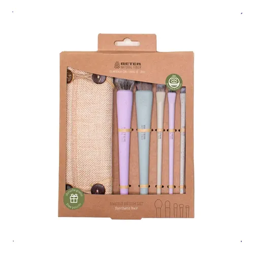 Set Brochas Maquillaje 5 Piezas Sintético Estuche Eco