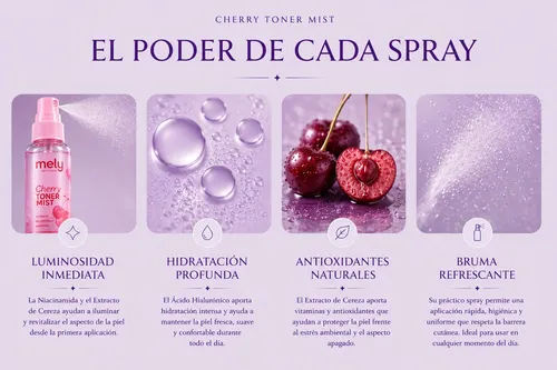 Tónico Facial Hidratante Cherry Toner Mist 80ml Linea Mely