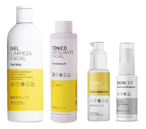 Kit Piel Grasa Biobellus Gel + Tónico + Equilibre + Skincer