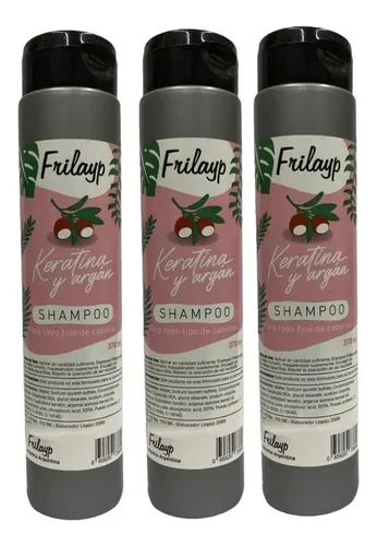 Kit Shampoo Keratina Y Argan Frilayp 370ml Pack X 3 Unidades