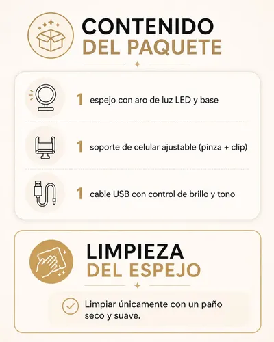 Espejo Con Luz Led Calida Fria Maquillaje Plegable Portatil