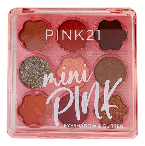 Paleta 9 Sombras Matte Shimmer Glitter Mini Pink 21