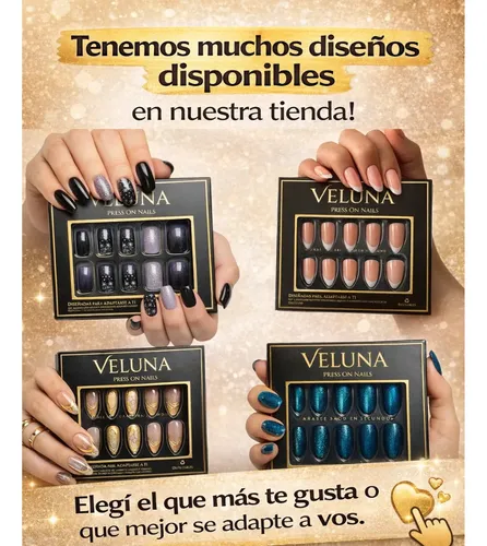 Uñas Press On Veluna Soft Gel Almendras Cortas 30u