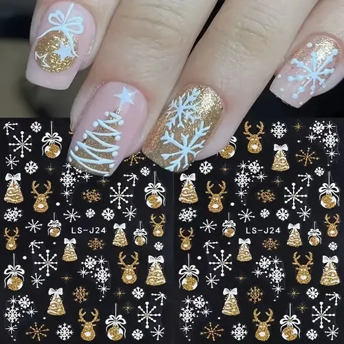 + 4 Pegatinas Navideñas For Uñas, Elementos Reflectantes –