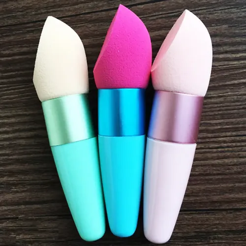 // 2 Esponjas De Maquillaje Cabeza De Hongo Con Mango .