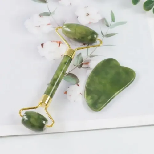 Jade Roller Masajeador Facial Y Piedra Gua Sha Skin Care