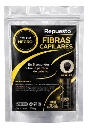 Repuesto Fibras Capilares Beauty Choice Negro 100g Calvicie Pelo Recarga