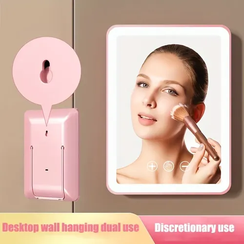 Espejo De Maquillaje Plegable Portátil De Alta Definición Con Luz Incorporada