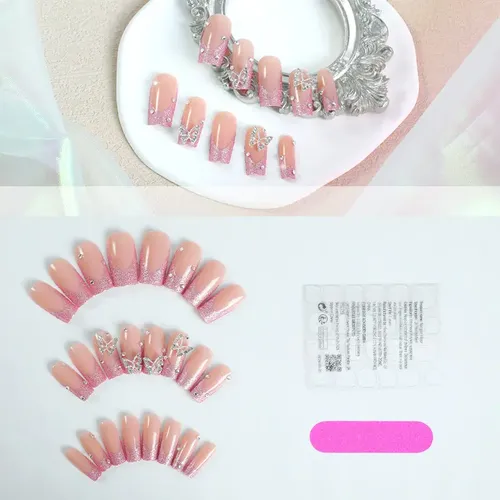 Dos Cajas De Uñas Postizas Con Incrustaciones De Diamantes