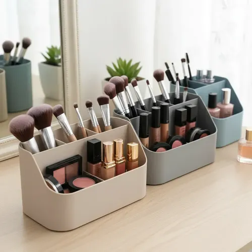 Organizador Maquillaje Plastico 5 Divisiones Labiales Brocha