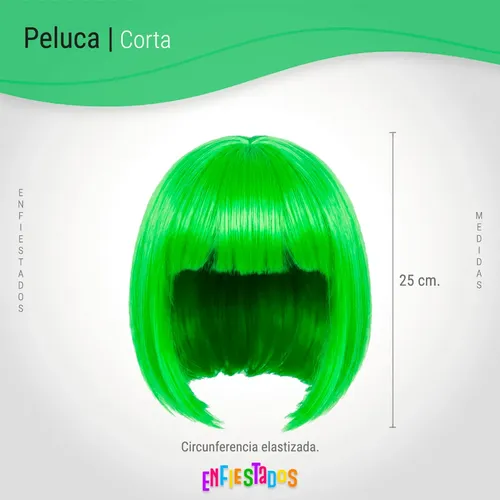Peluca Lacio Corto Carré Para Cotillón Y Fiesta Disfraces