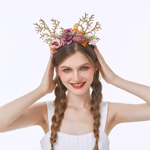 Diadema Navideña Antlers, Diadema Con Aro De Pelo De Ciervo