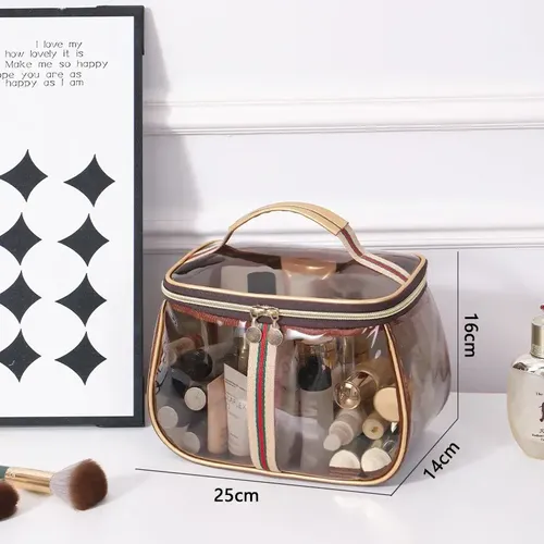 Bolsa De Maquillaje Grande Transparente Con Varios