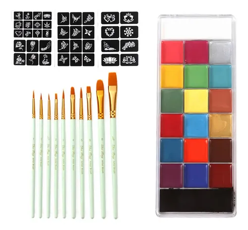 20 Colores Cara Cuerpo Pintura Paletas Halloween Verde