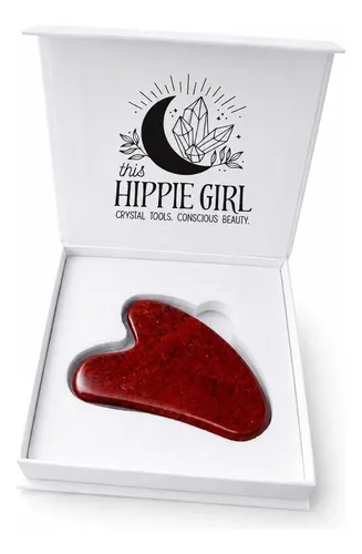 Herramienta Gua Sha Jaspe Rojo Masaje Facial Natural
