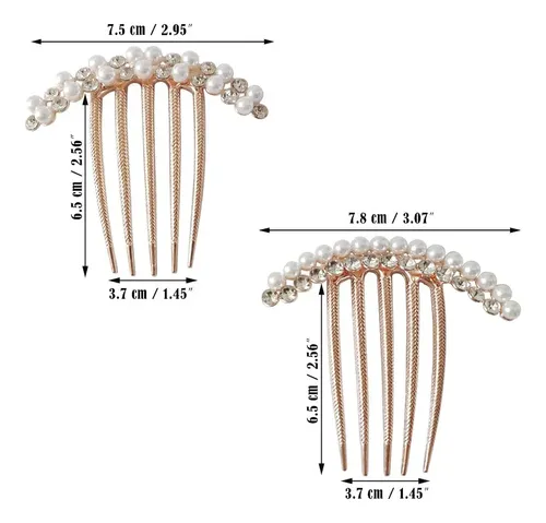 Yv&wv 2 Pinzas Laterales Cabello Perla Con Clip Diamante