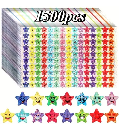 750pcs Pegatinas Estrellas Caras Feliz Premios Maestro