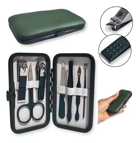 Set Manicura Estuche Alicate 7 Piezas Lima Tijera Pedicura