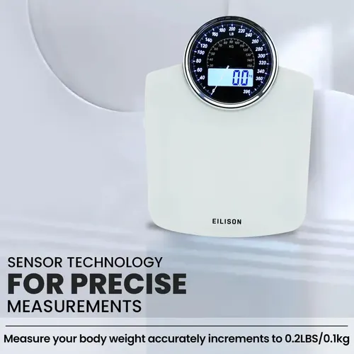 Báscula Digital Y Analógica Eilison 400lbs, Vidrio Templado