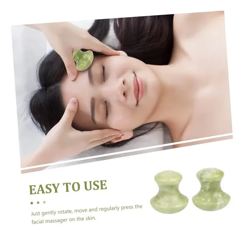 Set de Rodillos de Jade Natural para Masaje Facial y Ocular