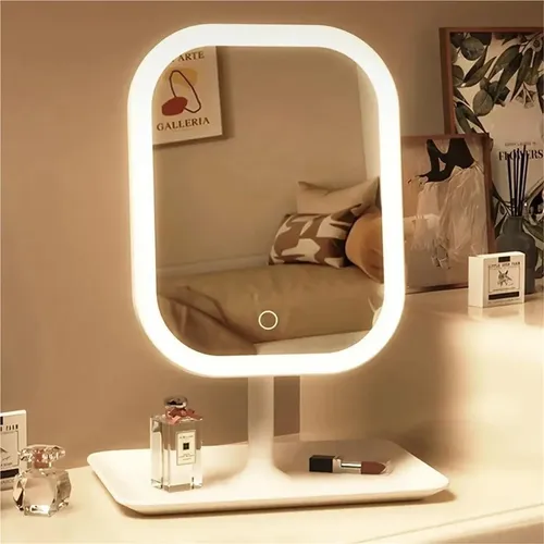 Q Espejo De Maquillaje Plegable Led De 3 Colores, Interior M